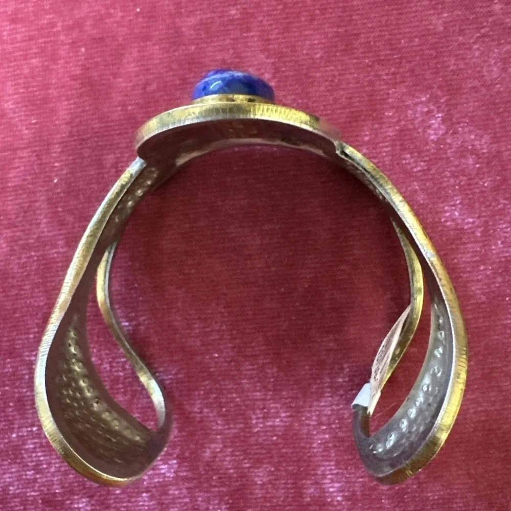 VTG NEW MORITA GIL MID CENTURY MODERNIST BRUTALIST Cuff BRACELET LAPIS LAZULI